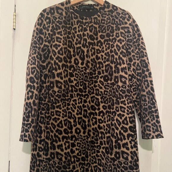 Zara Woman Ladies Leopard Print 3/4 Coat - Picture 5 of 8